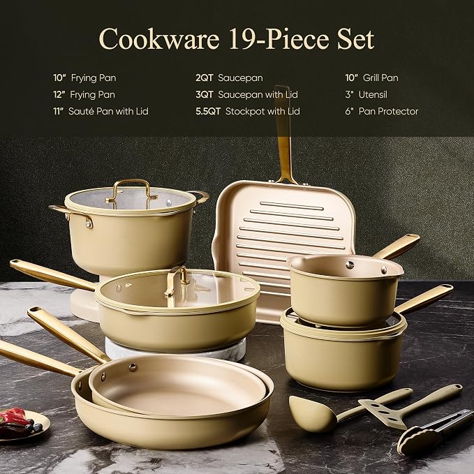 CAROTE 19Pcs Pots and Pans Set, Non Stick Induction Cookware Sets - Image 2