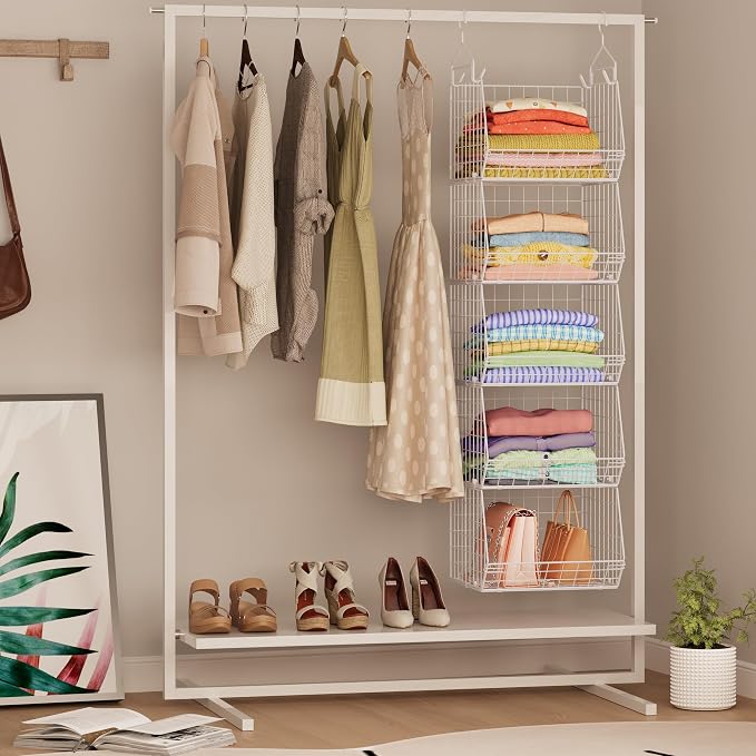 5 Tier Closet Hanging Organizer, Clothes Hanging Shelves - Image 7