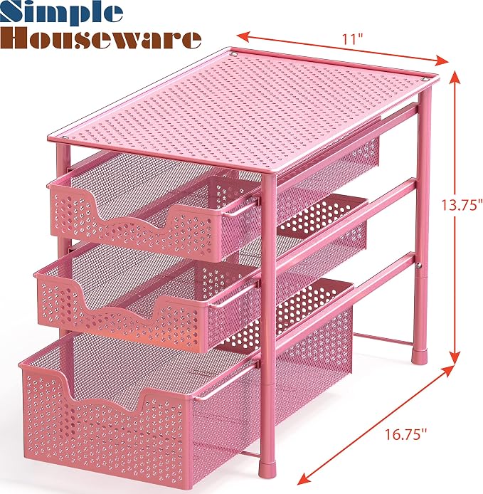 Simple Houseware Stackable 3 Tier Sliding Basket Organizer Drawer - Image 3