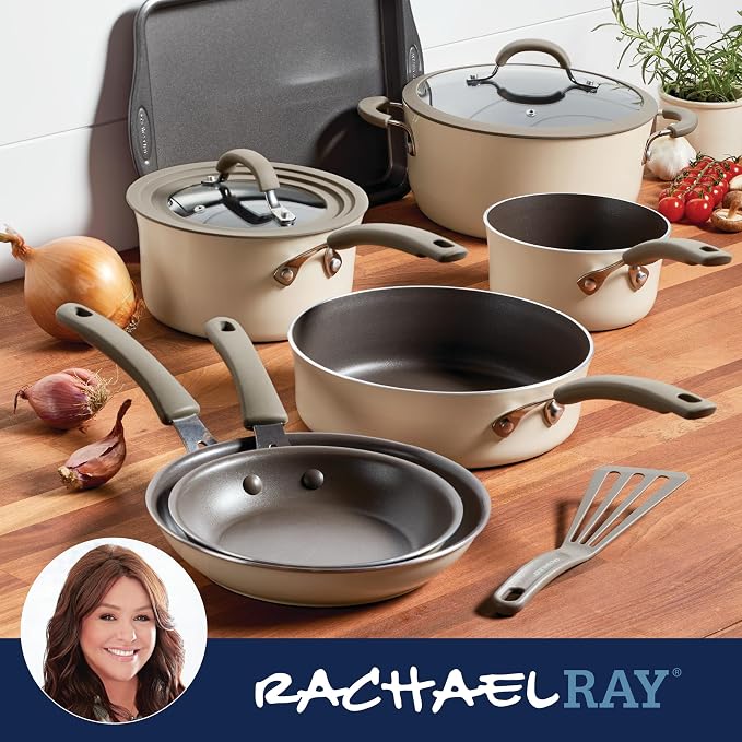 Rachael Ray Cook + Create Nonstick Cookware Pots and Pans Set, Includes Baking - Image 8