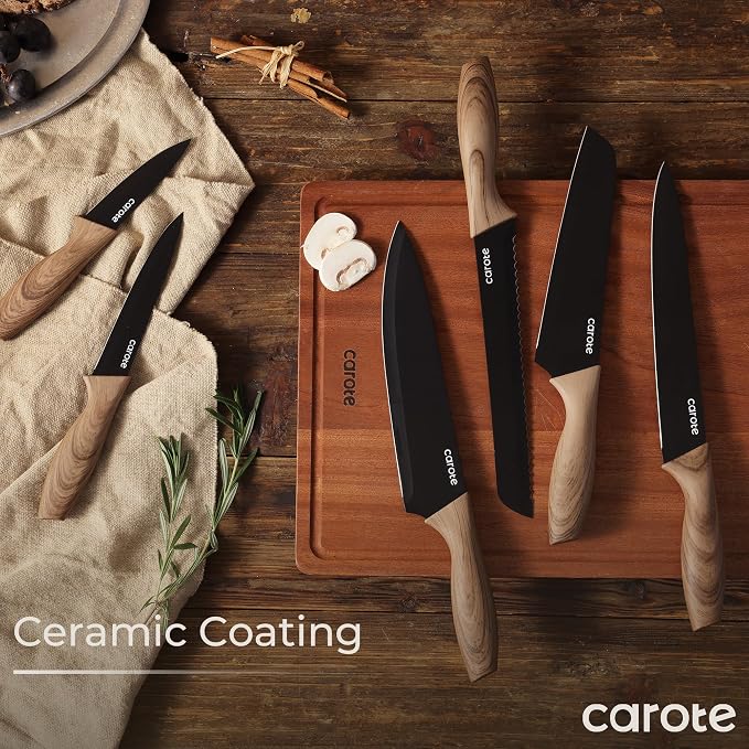 CAROTE 12PCS Knife Set, Stainless Steel Kitchen Knife Set - Image 6