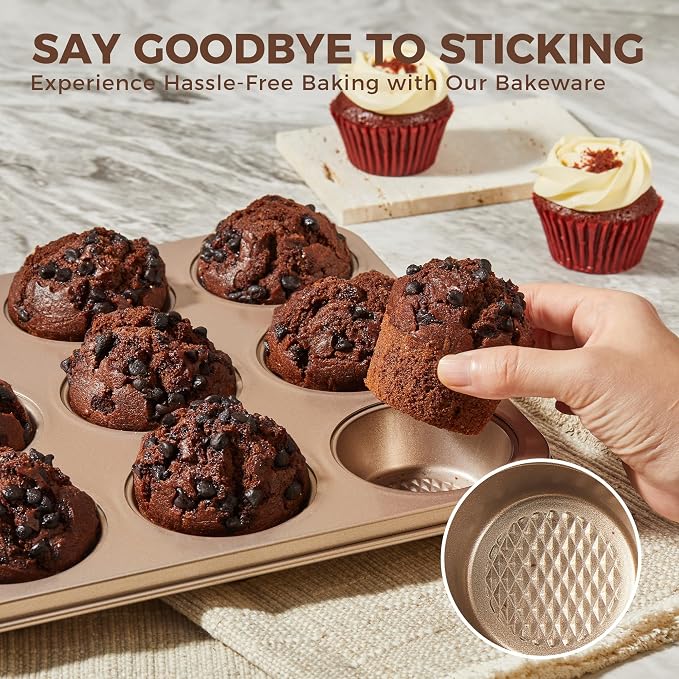 HONGBAKE 9-Piece Baking Pans Set Nonstick, Stackable Non Toxic Bakeware Sets - Image 7