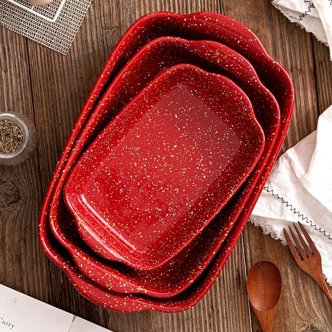3-Pack Ceramic Lasagna Pan, Heavy-Duty Rectangular Baking Dishes, High Heat - Image 3