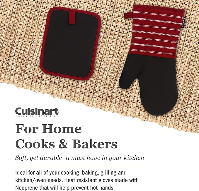 Cuisinart Neoprene Oven Mitts and Potholder Set-Heat Resistant Oven Gloves to - Image 3