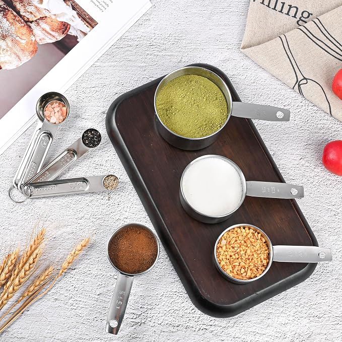 Measuring Cups and Spoons Set, Stainless Steel 8 Piece Nesting Measuring Tools - Image 6