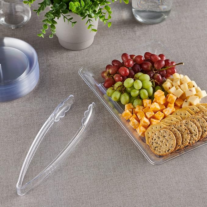 Plasticpro 12'' Serving Tongs Heavy Duty Reusable Kitchen and BBQ Clear Serving - Image 3
