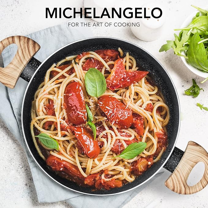 MICHELANGELO Stock Pot with Lid, 5 Quart Cooking Pot Nonstick, Granite Soup - Image 8