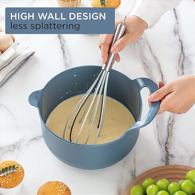 COOK WITH COLOR Nesting Plastic Mixing Bowl Set with Pour Spouts and Handles - Image 4