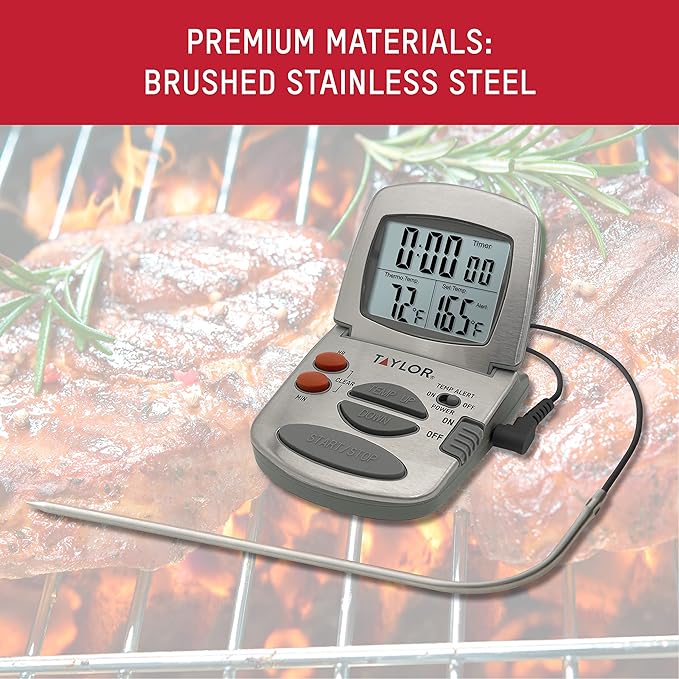 Taylor Programmable Instant-Read Wired Probe Digital Meat Thermometer, - Image 4