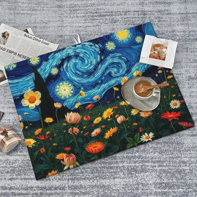 Starry Night Flowers Dish Drying Mat - Image 6