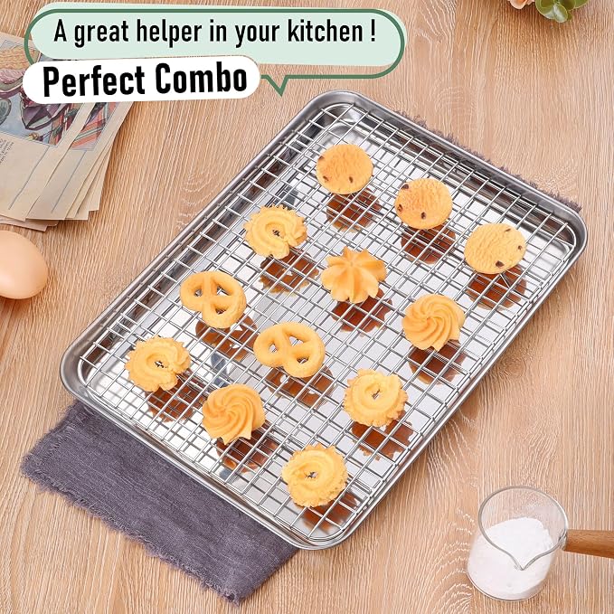 Homikit Quarter Sheet Pan with Wire Rack Set, Stainless Steel Baking Tray with - Image 8