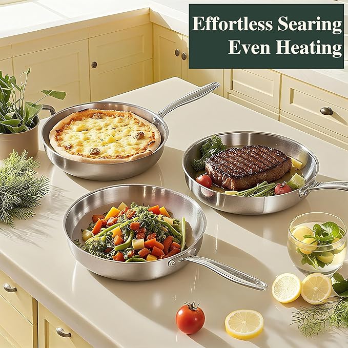 12 Inch Tri-Ply Stainless Steel Frying Pan, Frying Pan - Image 3