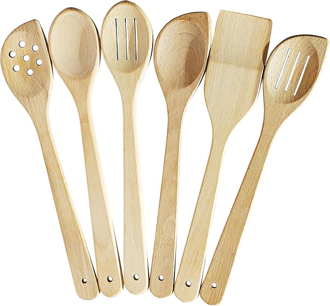 ECOSALL Healthy Wooden Spoons For Cooking Set of 6. Safe and Reliable Cooking by ECOSALL