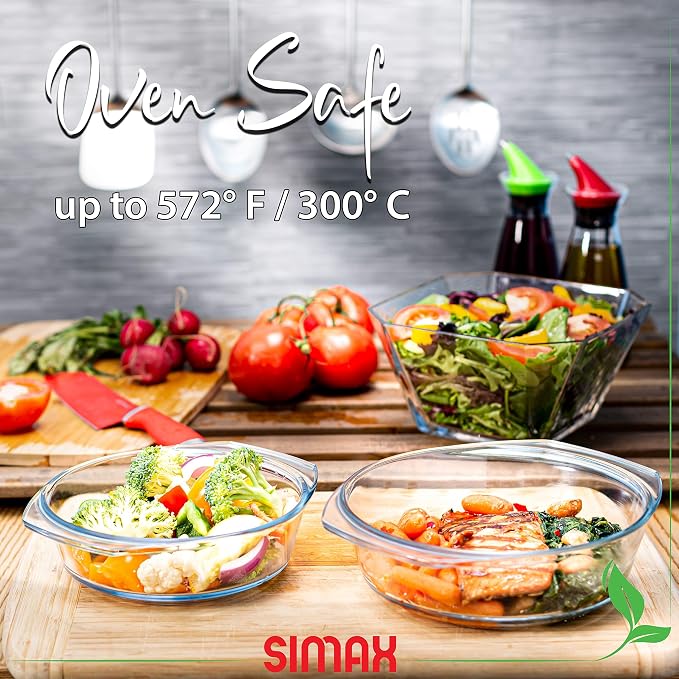 Simax Casserole Dish Set, Round Glass Cookware, Borosilicate Glass, Made In - Image 2