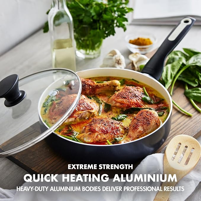 GreenPan Rio 16 Piece Cookware Pots and Pans Set, Hard Anodized Healthy Ceramic - Image 5