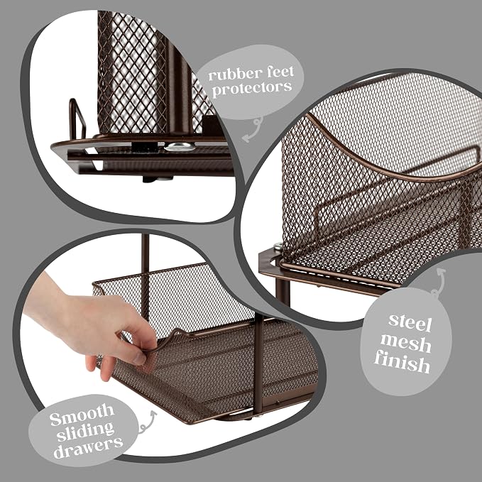 Sorbus 2 Sets of 2 Tier Metal Under Sink Organizer - Image 4