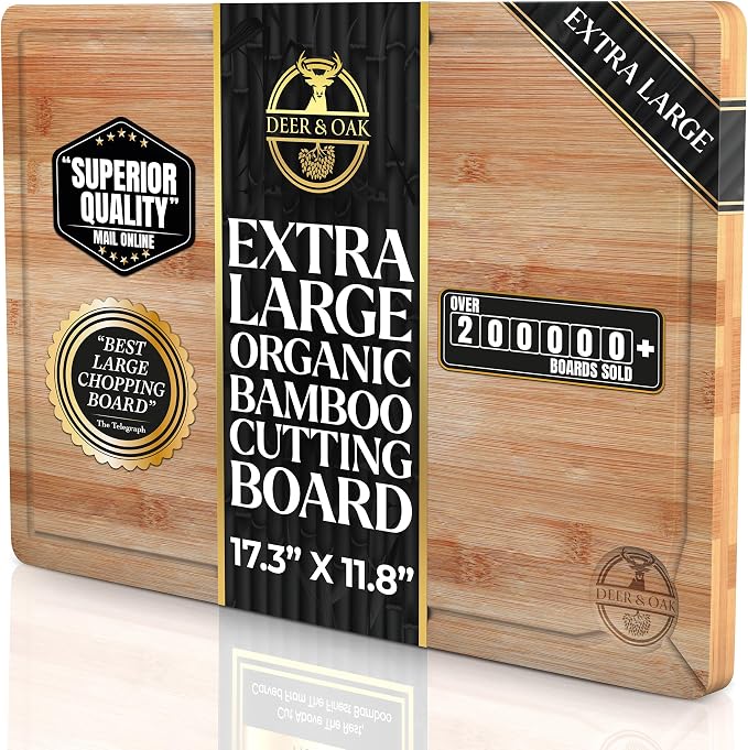 Deer & Oak Premium Extra Large Bamboo Cutting Board by DeerOak