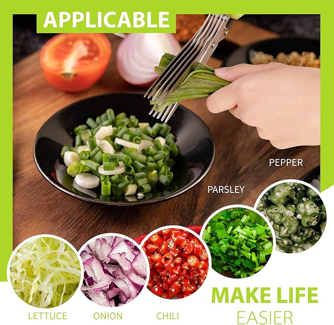 2-Pack Herb Scissors Set with 5 Blades & 3 Blades, Paper Shredding, with - Image 3