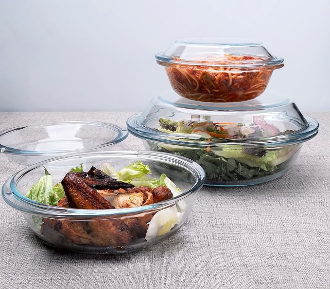 Set of 6 Round Glass Casserole Dishes, Nesting Glass Baking Dish Set - Image 6