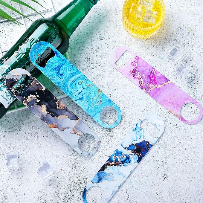 4 Pcs Flat Bottle Opener Heavy Duty Stainless Steel Bottle Opener Beer Flask - Image 7