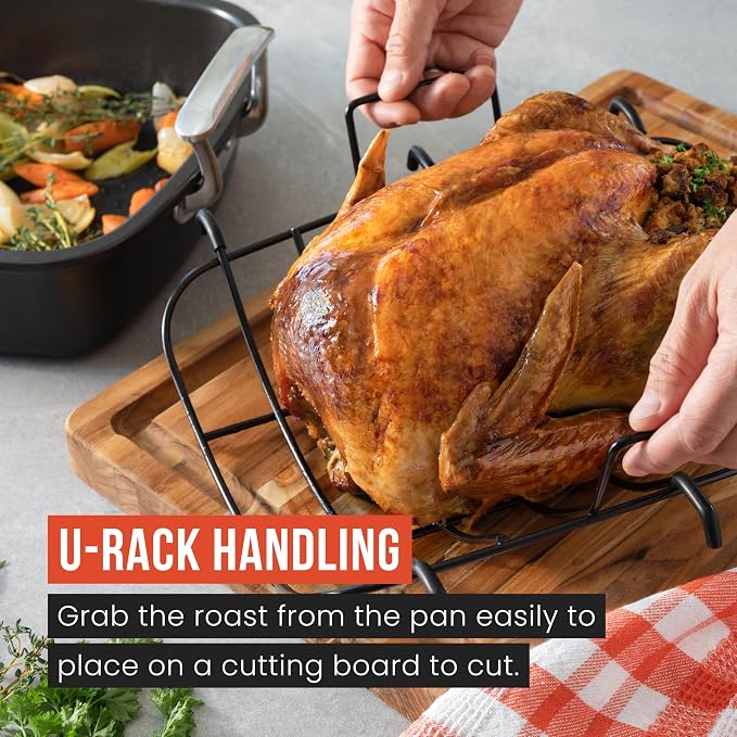 Chef Pomodoro Deluxe Large Carbon Steel Roasting Pan - Image 6