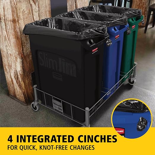 Rubbermaid Commercial Products Slim Jim Plastic Rectangular Recycling Bin/Trash - Image 4