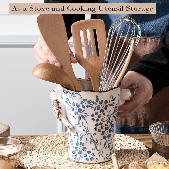 6.34"H Utensil Holder for Kitchen Counter, Modern Farmhouse Cooking Utensil - Image 5