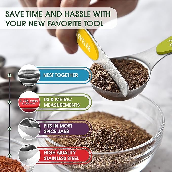 Spring Chef Stainless Steel Magnetic Measuring Spoons Set - Image 5