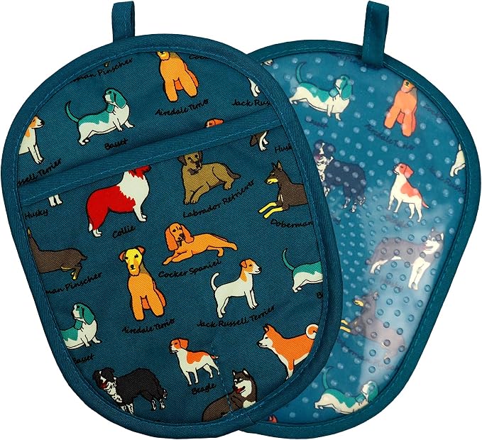 Pot Holders Set of 2 with Transparent Clear Silicone Shell and Nice Dog Flower by REDLMLDETA