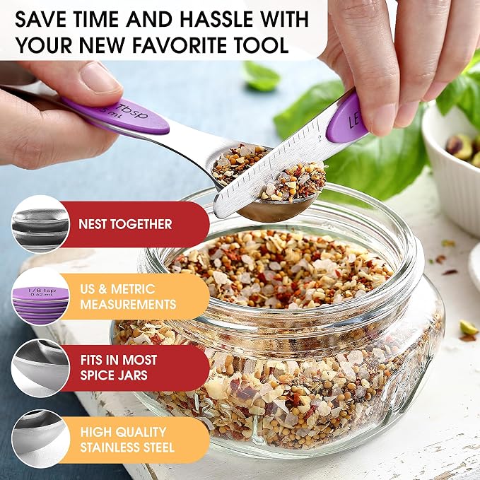 Spring Chef Stainless Steel Magnetic Measuring Spoons Set of 8 - Image 5