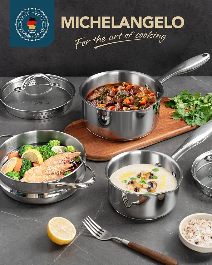 MICHELANGELO Stainless Steel Sauce Pot Set - Image 7