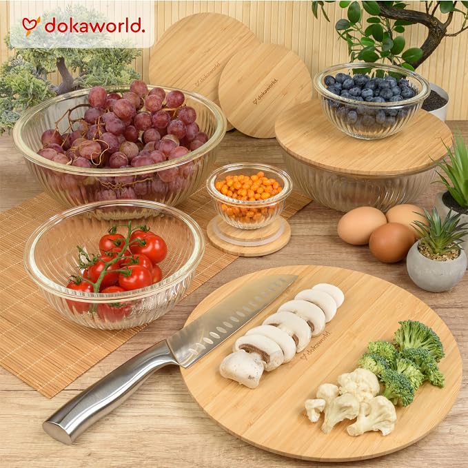 Stackable Space-Saving Set of 5 Nesting Glass Bowls - Image 8