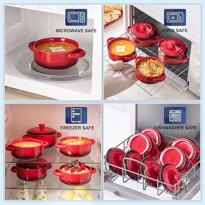 LOVECASA Mini Cocotte Set, 12 OZ Small Casserole Dishes - Image 4