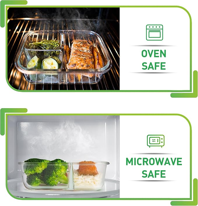 PrepNaturals 5 Pack 34 Oz Glass Meal Prep Containers - Image 3