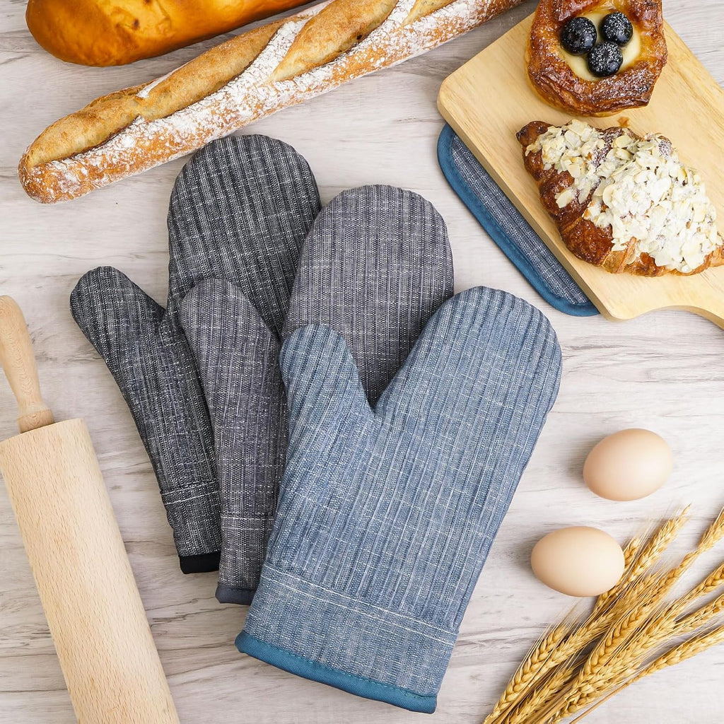 Oven Mitts and Pot Holders, Silicone Oven Gloves, 500 F Heat Resistant