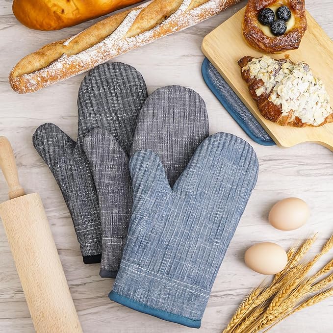Oven Mitts and Pot Holders, Silicone Oven Gloves, 500 F Heat Resistant Oven - Image 4