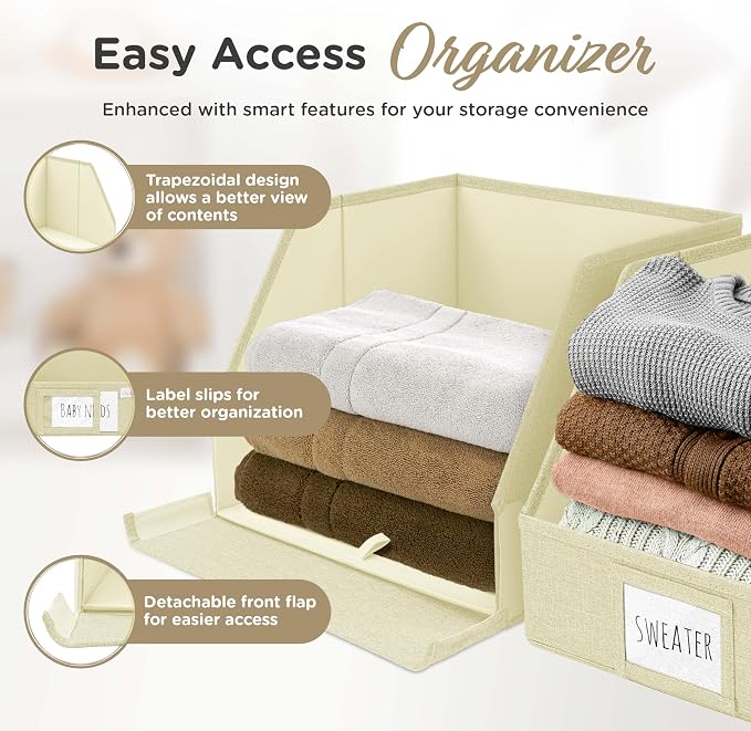 VIVIDECOR Open Front Trapezoid Closet Bins 12x12x10 – Closet Shelf Organizer - Image 3