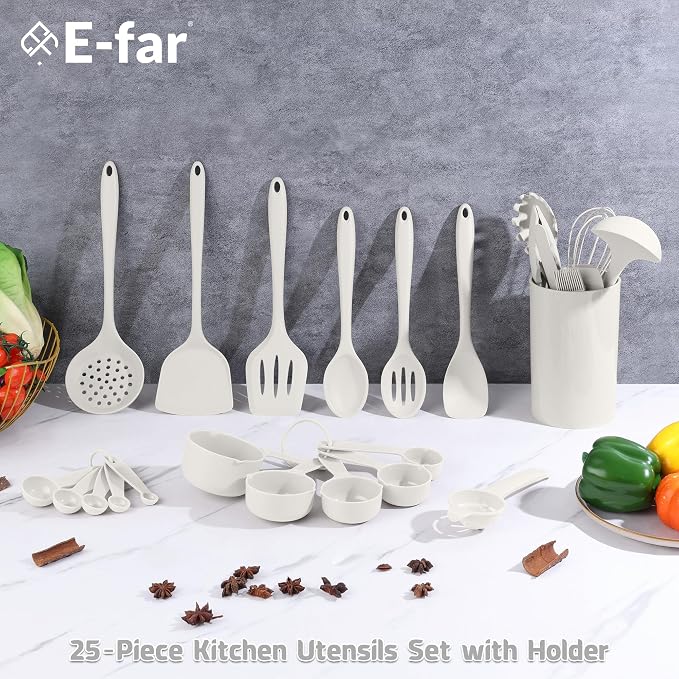 E-far Silicone Cooking Utensils Set, 25 Piece Kitchen Utensils - Image 3