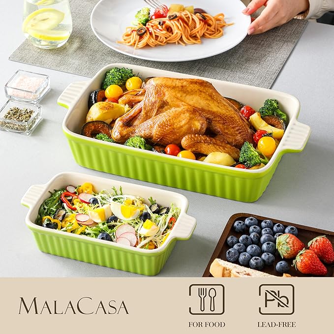 MALACASA Bakeware Set of 4, Porcelain Baking Pans Set - Image 3
