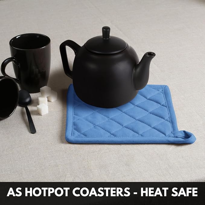Oven Mitt + Pot Holder 100% Cotton Heat Resistant Kitchen Oven Gloves & Hot Pads - Image 6