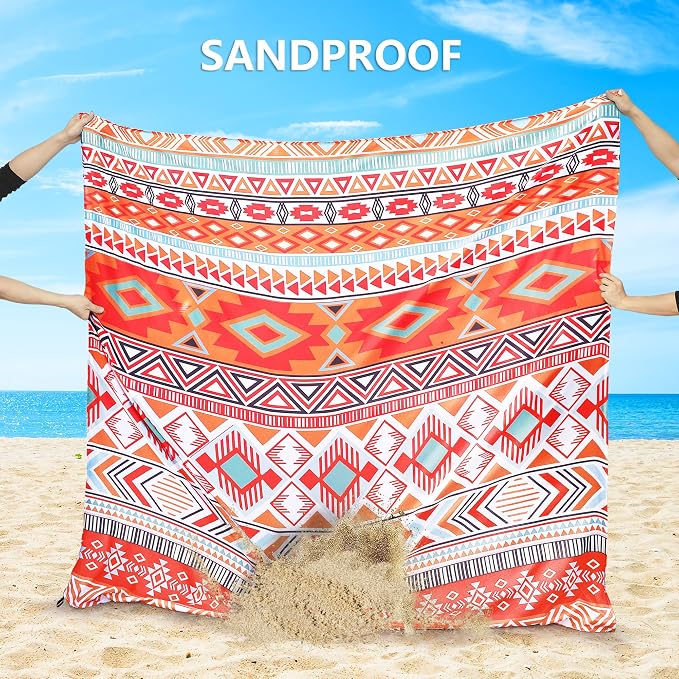 WIWIGO Beach Blanket Waterproof Sandproof Beach Mat 79" X 83"/10'x9'for 2-8 - Image 3