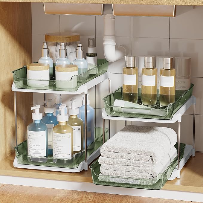 Delamu 2-Tier Multi-Purpose Bathroom Under Sink Organizers and Storage - Image 7