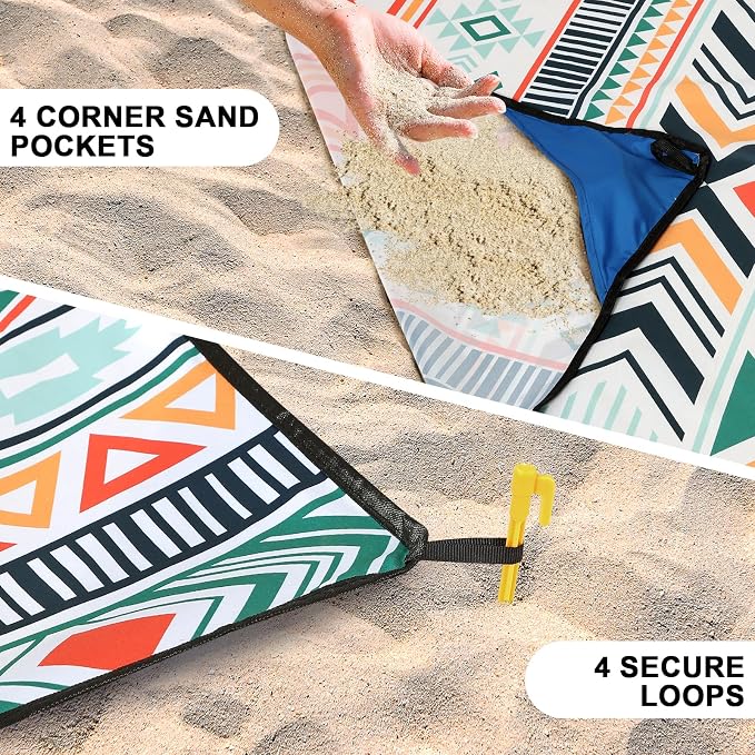 HIHOHO Beach Blanket Waterproof Sandproof Extra Large Beach Mat 79" X - Image 2
