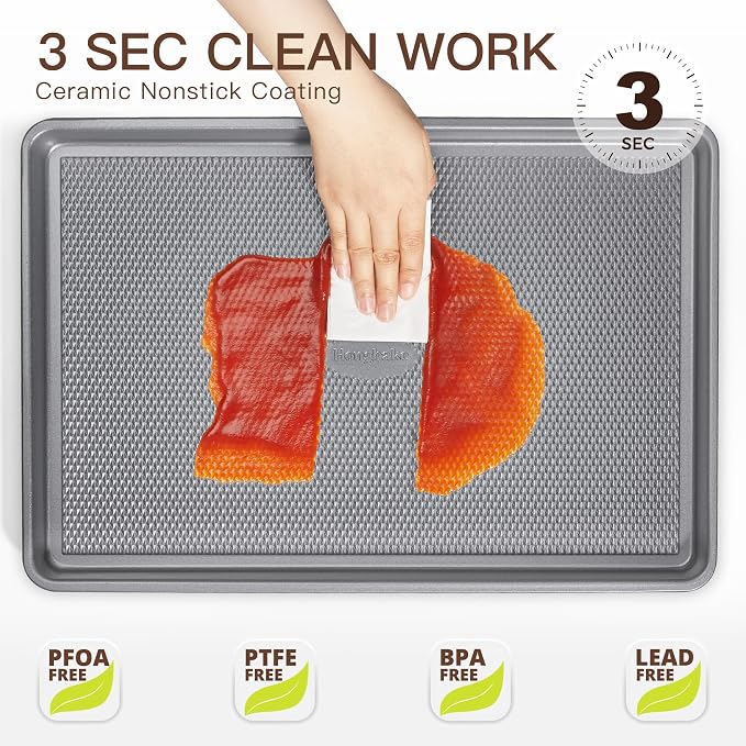 HONGBAKE 3 Pack Nonstick Ceramic Baking Sheet Pan Set - Image 8