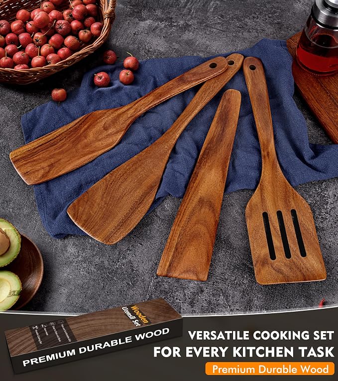 4Pcs Wooden Spatula for Cooking, Acacia Wooden Spatula for Kitchen Use - Image 7