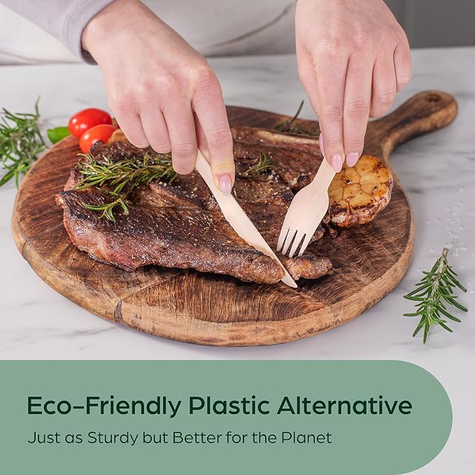 PURPLECLAY Wooden Disposable Forks FSC Certified Wood Compostable Forks - Image 2