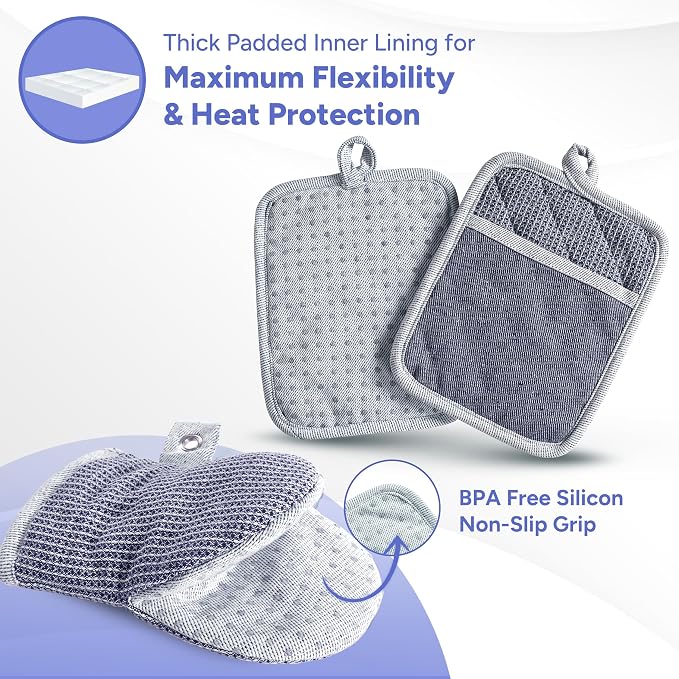 Casa Platino Mini Oven Mitts Set, 8-Piece – 500°F Heat Resistant Silicone Oven - Image 3