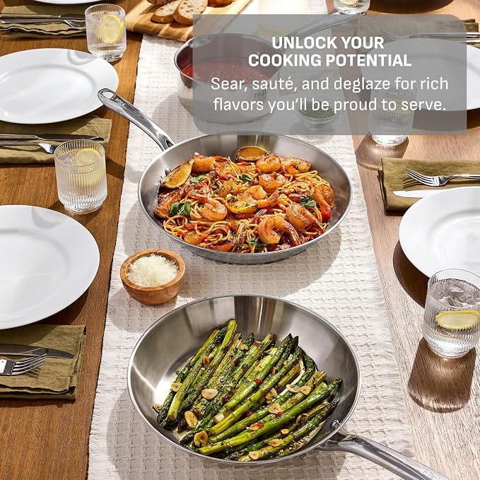 T-Fal Gourmet Stainless Steel Fry Pan 8.5 Inch Induction Compatible Skillet Pan - Image 3