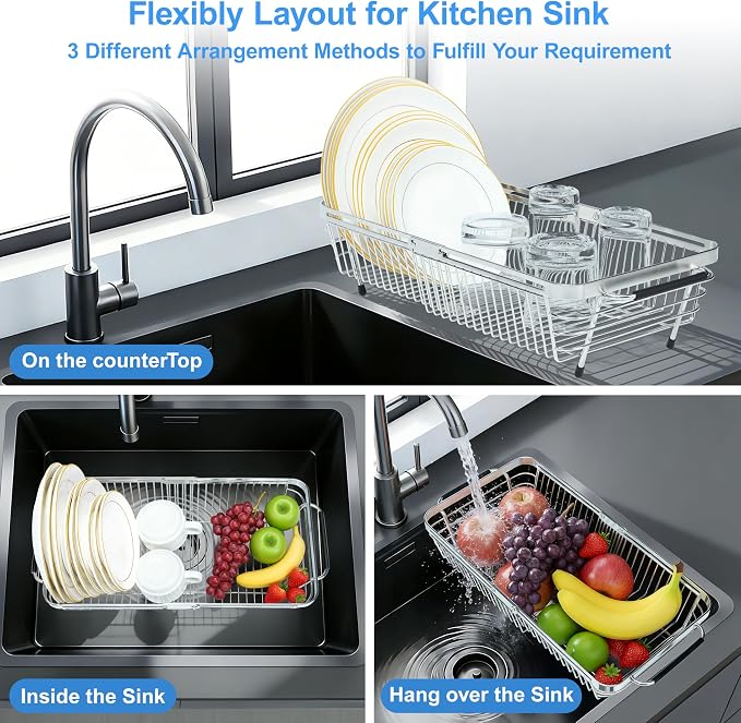 Dish Drying Rack Over The Sink, Stainless Steel Dish Racks - Image 7