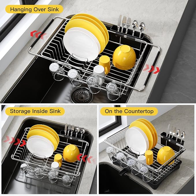JASIWAY Dish Drying Rack in Sink, Expandable Stainless Steel Dish Drainers - Image 2